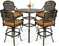 VIVIJASON 5-Piece Outdoor Swivel Bar Stools Set, All Weather Cast Aluminum by VIVIJASON