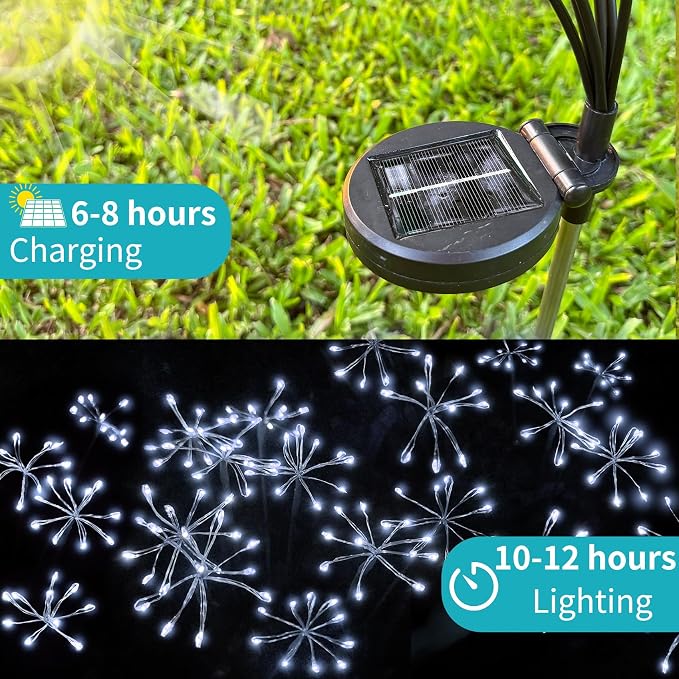 JJGoo Solar Garden Lights, New Upgraded 2 Pack Solar Swaying Starburst Light - Image 5