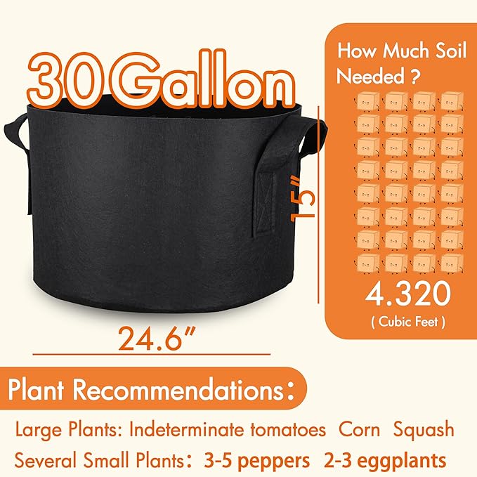 Gardzen 6-Pack 30 Gallon Grow Bags, Aeration Fabric Pots - Image 7