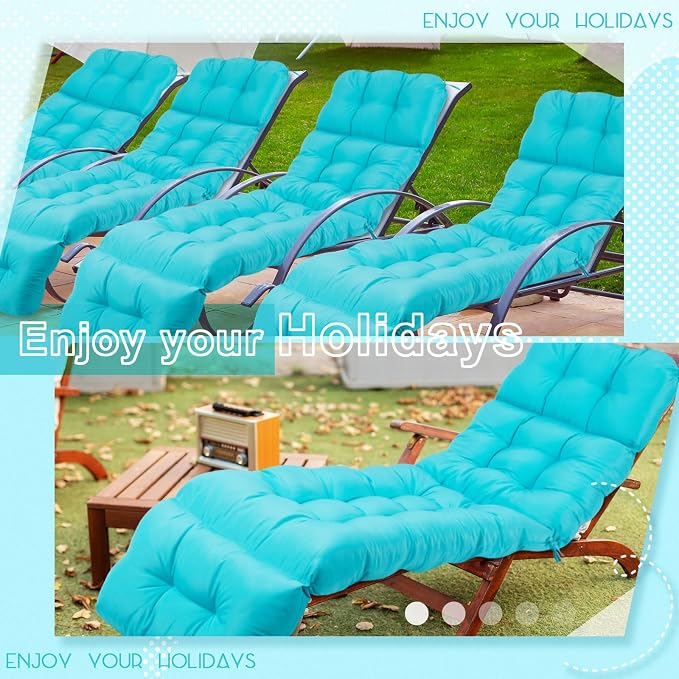 Outdoor Chaise Lounge Chair Cushion 72 x 22 x 4.21 Inches Thick Tufted Patio - Image 5