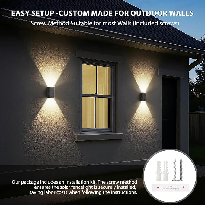 Solar Wall Light Outdoor, 3000/4000/6000K 3 Modes Dusk to Dawn Lighting Wall - Image 8