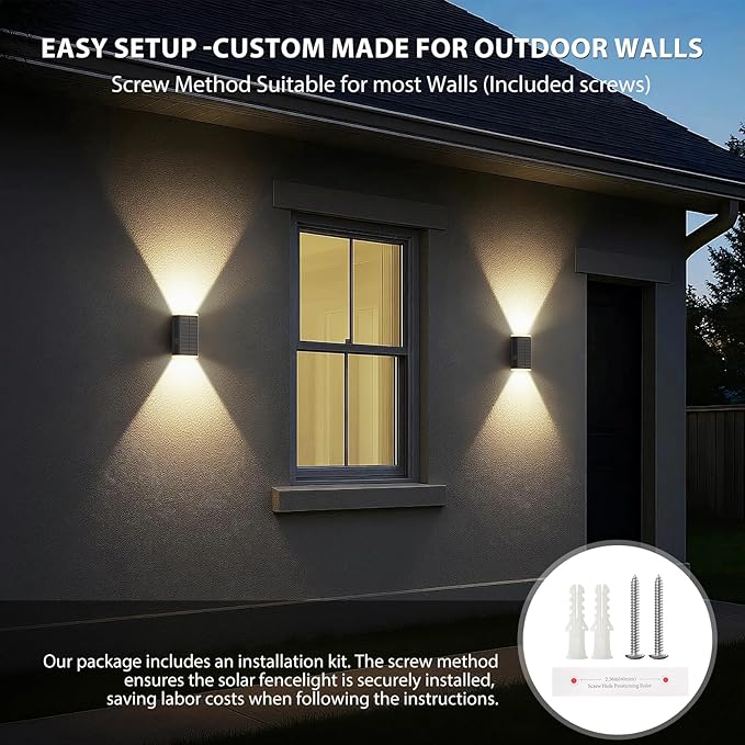 Solar Wall Light Outdoor, 3000/4000/6000K 3 Modes Dusk to Dawn Lighting Wall - Image 8
