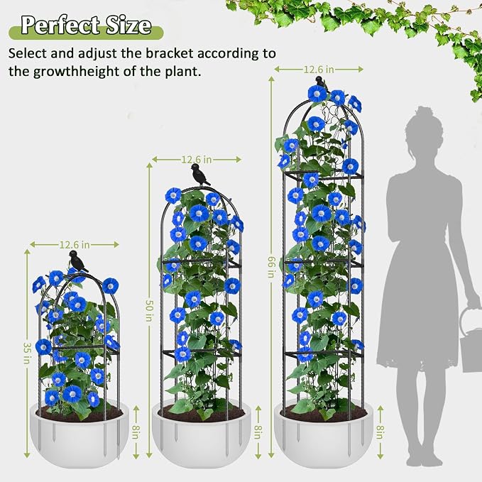 Square Tomato Cages for Garden, 6.2 FT Cucumber Trellis for Flowers, Rustproof - Image 5