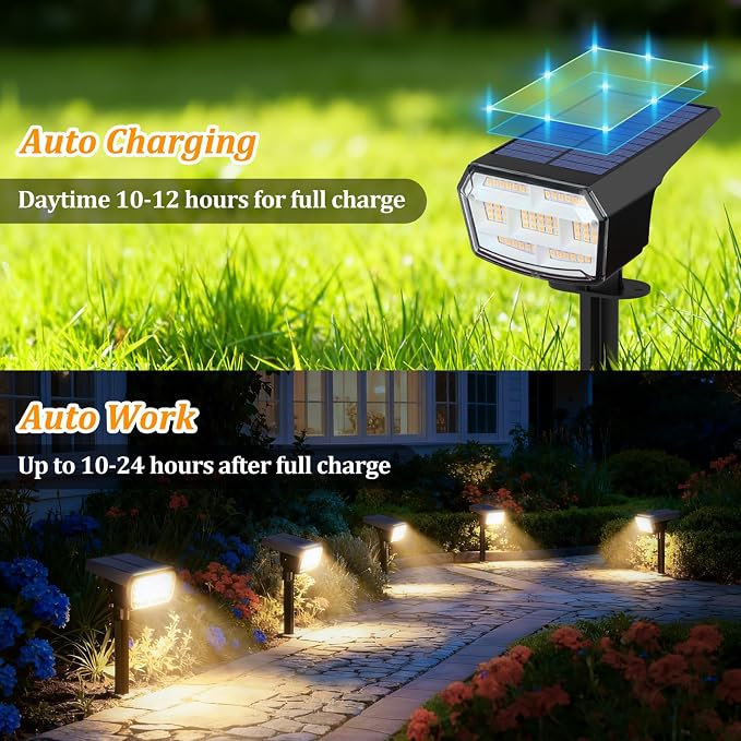 Sucolite 6-Pack Solar Spot Lights Outdoor Waterproof IP65, 3 Lighting Modes - Image 5
