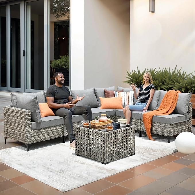 Outdoor Sectional Patio Furniture Set, 10 Pieces Wicker Conversation Sets L - Image 3