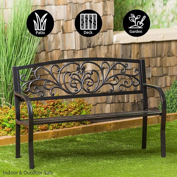 Evergreen Garden Weatherproof Outdoor Bench Blooming Garden | Holds Up to 300 - Image 9