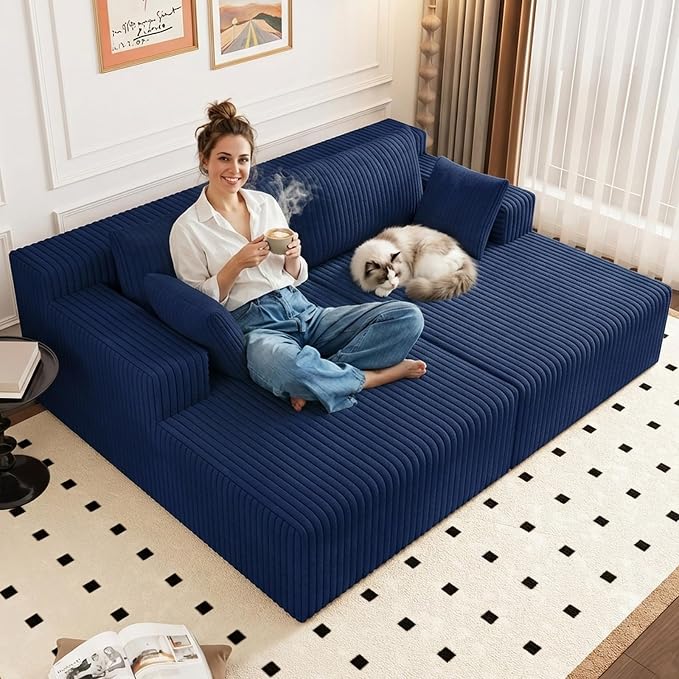 ODUWA Oversized Double Chaise Lounges Indoor, Upholstered Boneless Cloud - Image 6