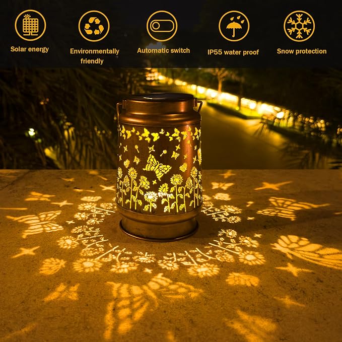Butterfly Solar Lantern Lights, Outdoor Lanterns Garden Decor, Hanging Solar - Image 3