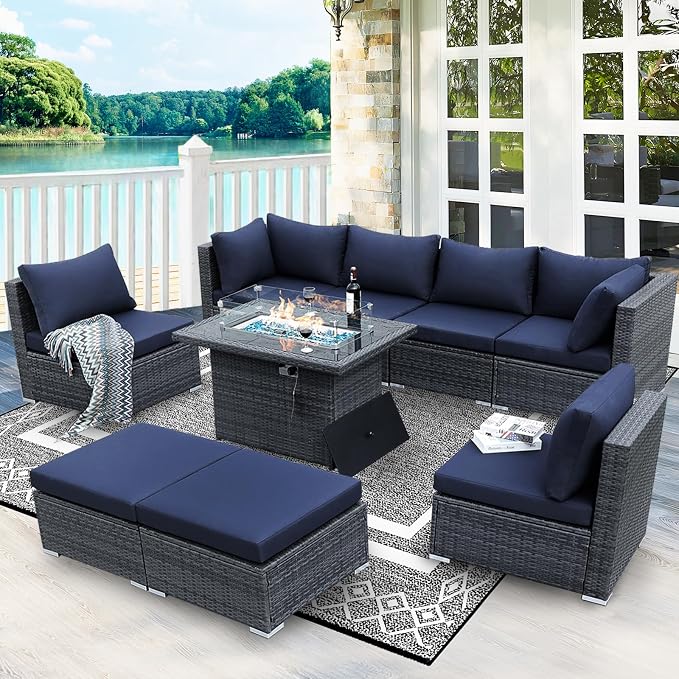 BULEXYARD 9 Pcs Highback Patio Furniture Set - Image 2