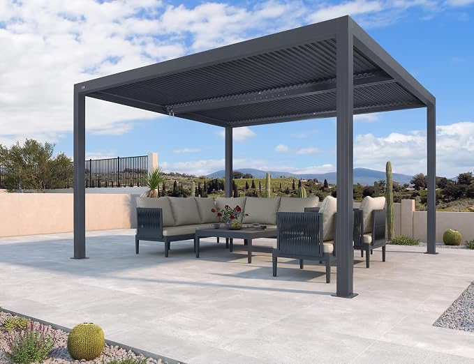 PURPLE LEAF 94AS 10'x12' Small Pergola Compact Aluminum Gazebo by PURPLELEAF