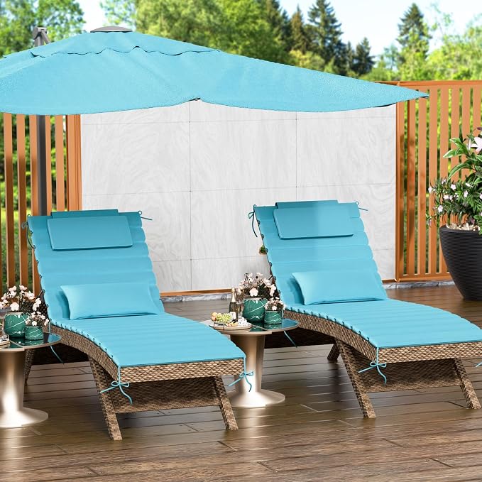 2PCS Outdoor Water-Resistant Olefin Chaise Lounge Cushions - Image 2