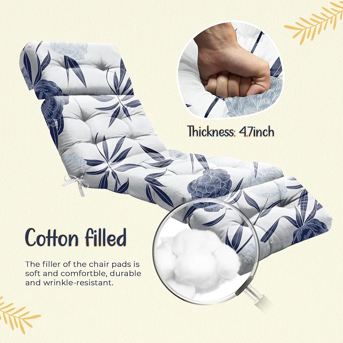 Outdoor Chaise Lounge Chair Cushion 75.1 x 22.8 x 4.7 Inches 100% Waterproof - Image 5
