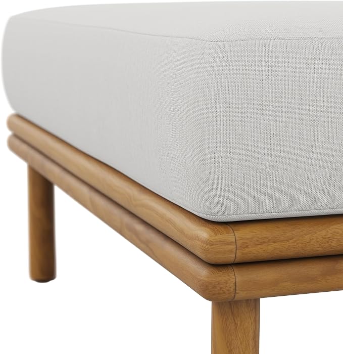 Modway Wren Teak Wood Outdoor Ottoman in Natural Sail - Image 9