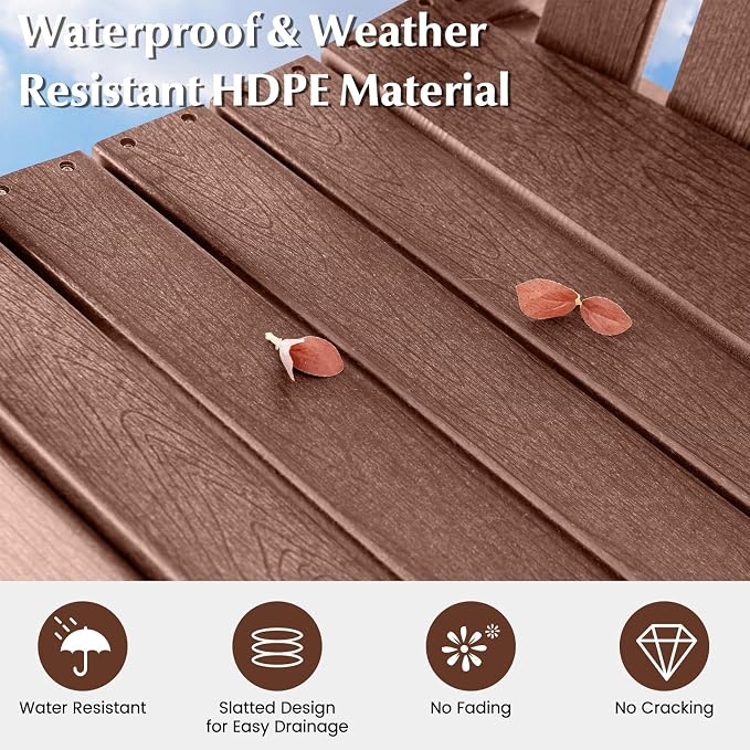 Tangkula Outdoor Bar Stool, HDPE Tall Adirondack Chair - Image 7