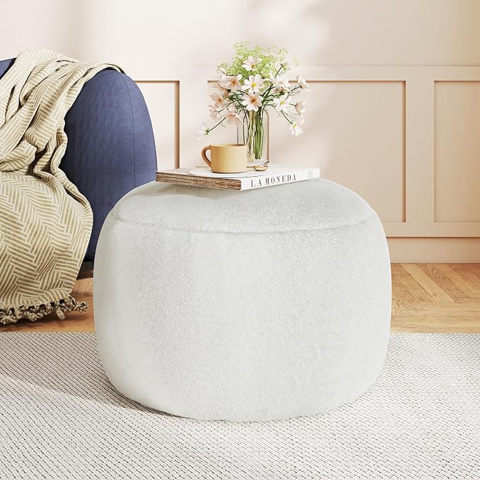 Round Stuffed Pouf Ottoman for Foot Rest, A Round Modern Foam Filled Poufs by Gericco