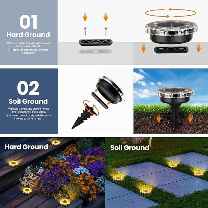 SOLPEX Solar Ground Lights 20 Pack, Solar Pathway Lights Outdoor Waterproof - Image 6