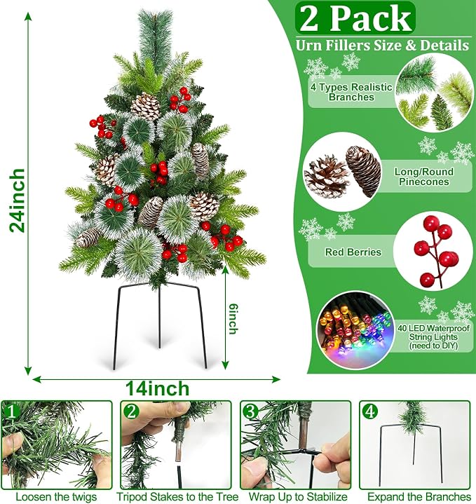 2 Pack Outdoor Christmas Tree Urn Fillers - Image 4