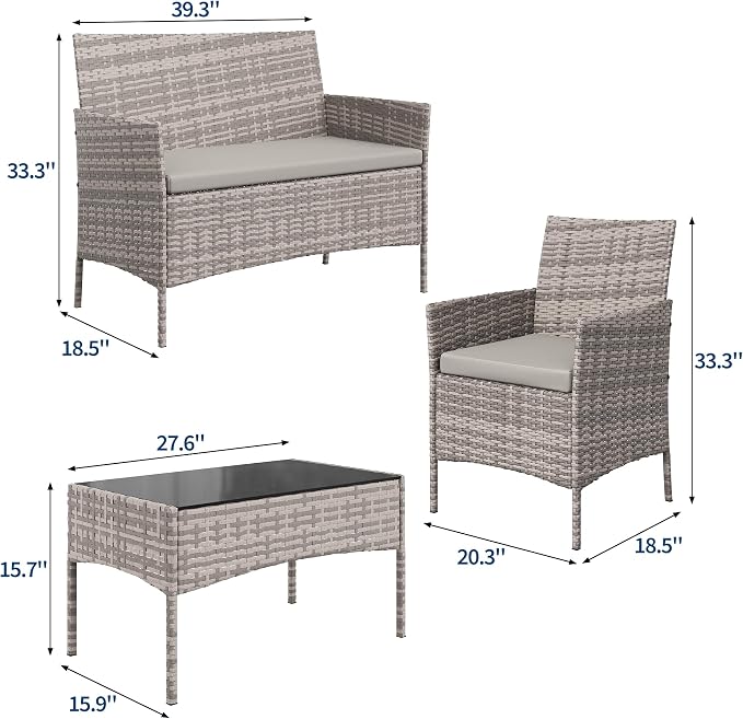 GAOMON 4-Piece Patio Furniture Set, Modern PE Rattan Conversation Set - Image 2