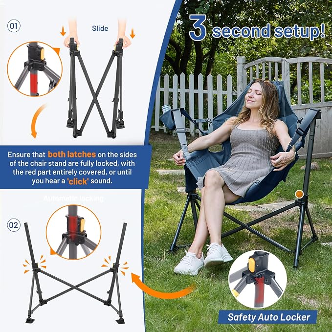 TIMBER RIDGE Hammock Camping Chair, Oversized Swinging Hammock Chair - Image 6