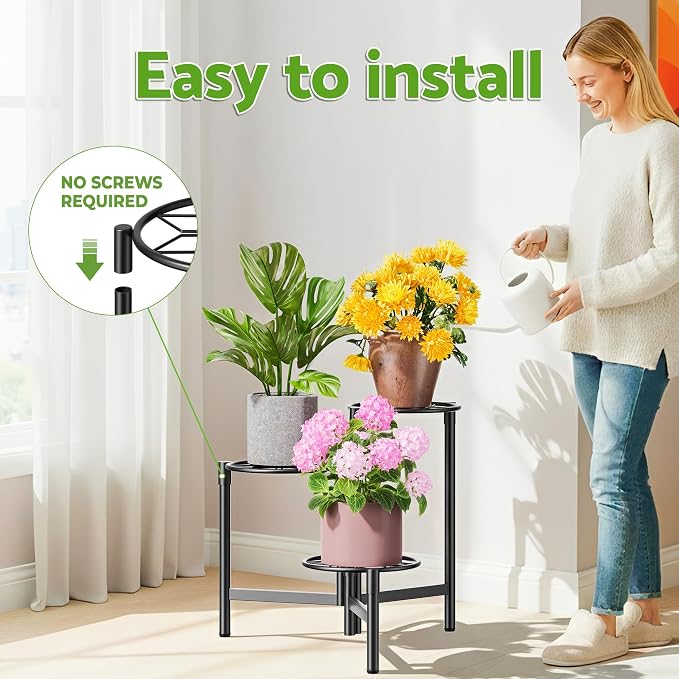Tiered Plant Stand Outdoor 3 Tier Indoor Metal Flower Shelf - Image 6