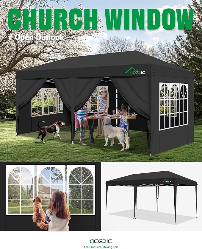 10x20 Pop Up Canopy with 6 Removable Sidewalls, 2 Central Lock Easy Set-up - Image 3