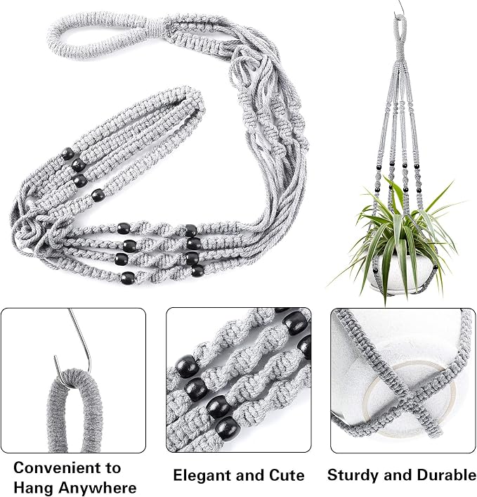 Augshy 2 Packs Macrame Hanging Planter, Indoor Hanging Planter Basket - Image 3