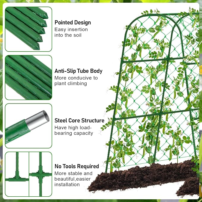 Cucumber Trellis for Raised Bed, U-Shape Garden Trellis for Climbing Plants - Image 5