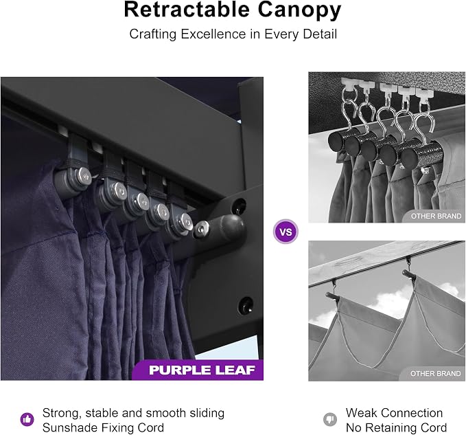 PURPLE LEAF 10' x 13' Outdoor Retractable Pergola - Image 4