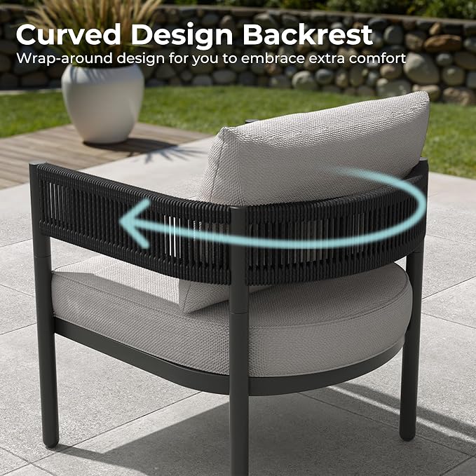 Grand patio 5-Piece Outdoor Furniture Set, 4 Seats Wicker Sofa Conversation Set - Image 6