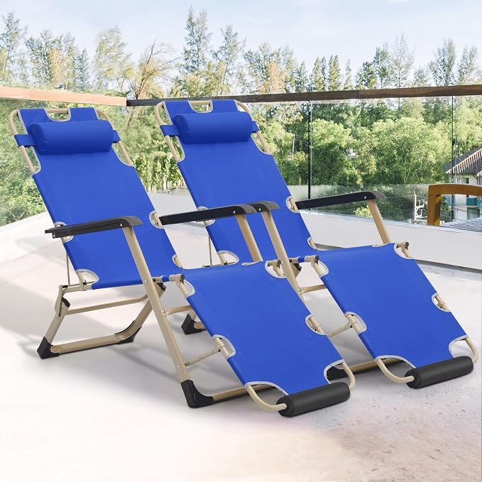 Magshion Folding Patio Chairs Set of 2, Outdoor Lounge Chair - Image 4