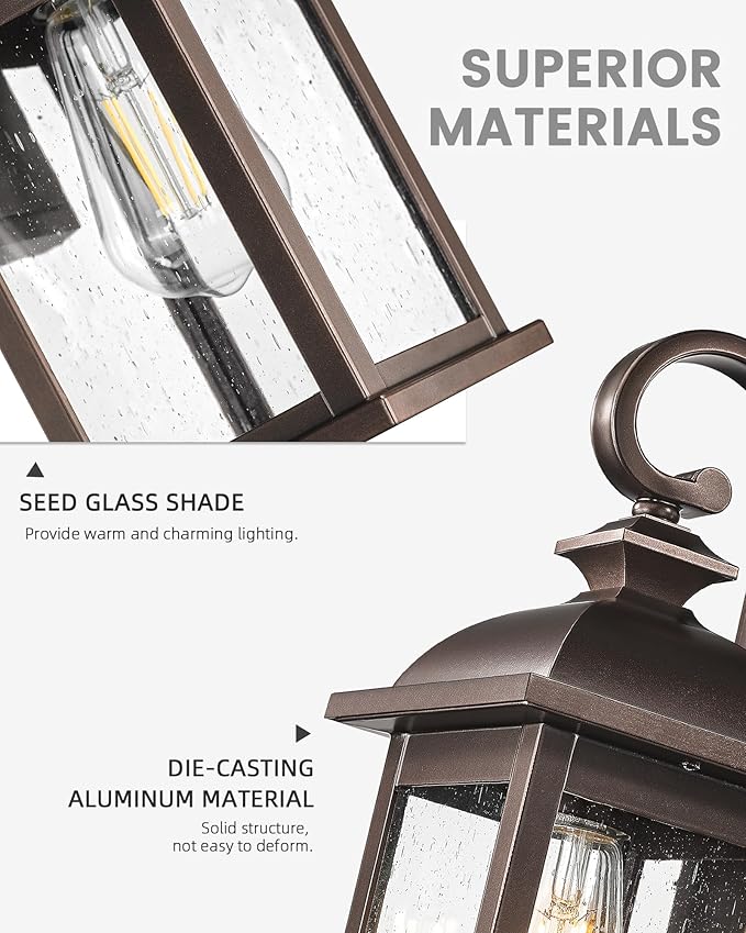 FEMILA 2-Pack Outdoor Wall Sconce Lights Oil Rubbed Bronze, - Image 6