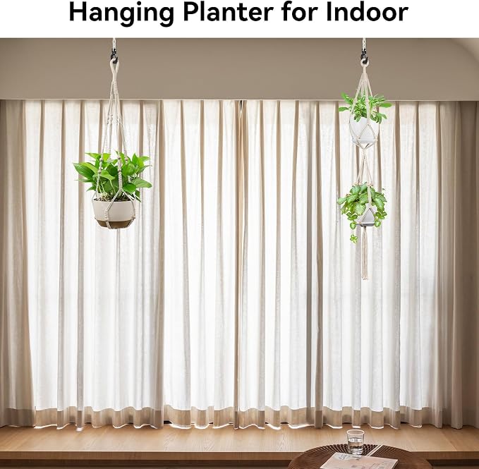 USLAI Macrame Plant Hanger Indoor Outdoor, Fits 4 to 15 Inch Pots, Strong - Image 4