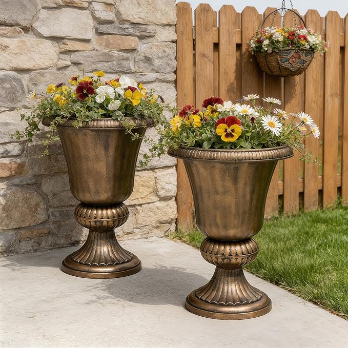 Athena Collection 20''H Bronze Garden Plastic Urn - Image 2