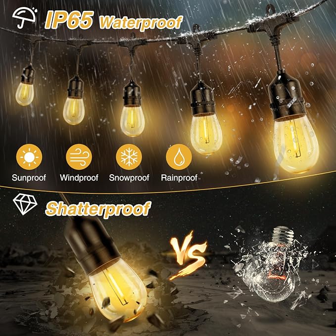 ZJOJO 60FT Solar String Lights Outdoor Waterproof, Solar Lights Outdoor - Image 4