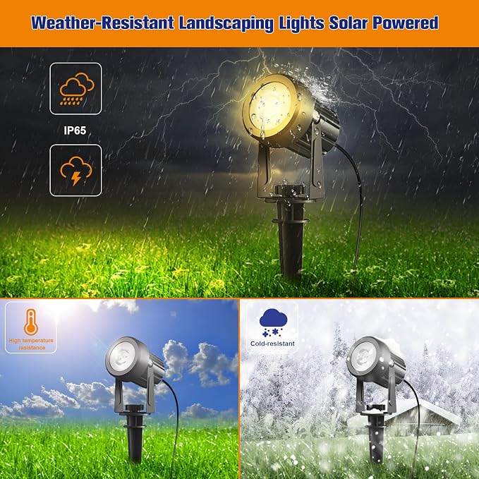 APONUO Solar Spot Lights Outdoor 4-in-1 Solar Landscape Lights Dusk to Dawn - Image 6