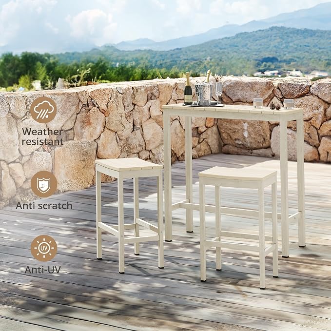 Outdoor Bar Table, Waterproof HDPS Slatted Top, Weather Resistant, Hot Tub - Image 7