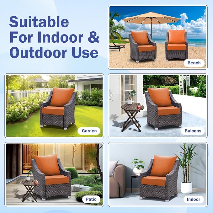Outdoor Seat Cushion Set, Waterproof & Fade Resistant Patio Chair Cushions - Image 7
