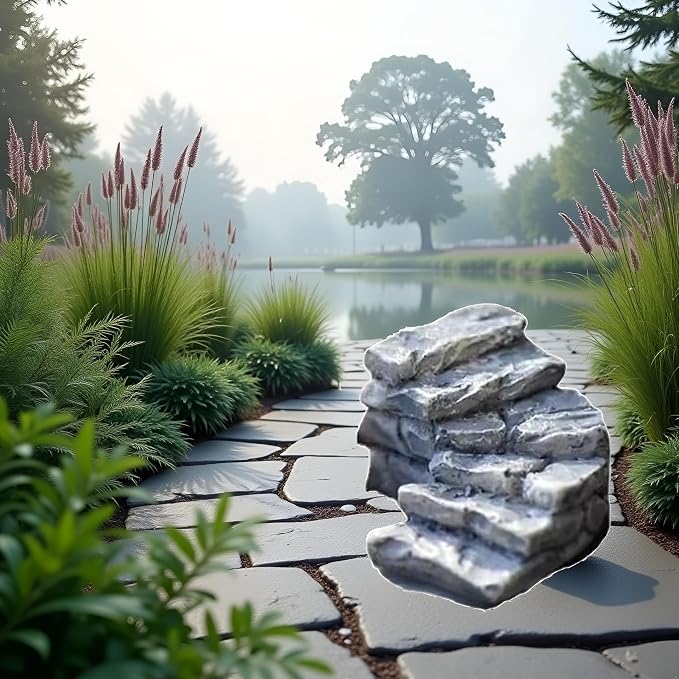 Curved Stone Steps Miniature Fairy Garden Accessories, Miniature Pond Lawn - Image 8