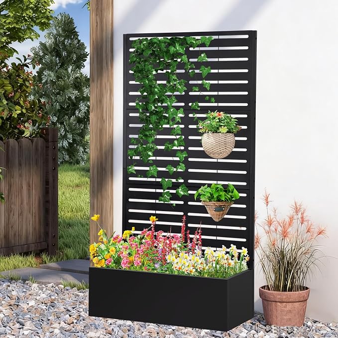 Metal Raised Garden Bed with Trellis, Planter Box by Gawicpy