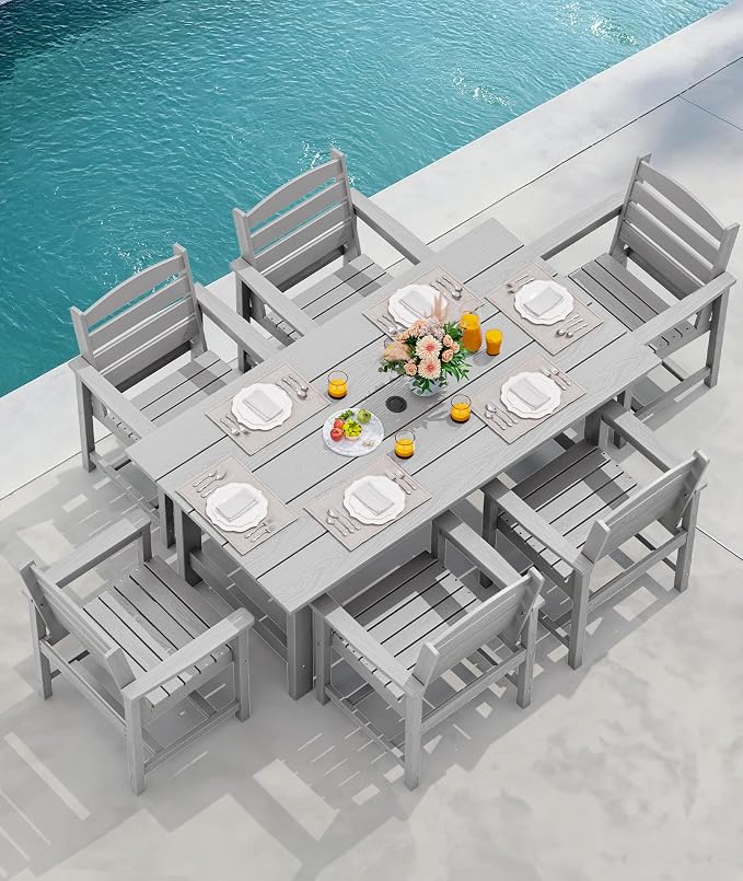 SERWALL Patio Dining Chair Set of 2, Light Gray - Image 6