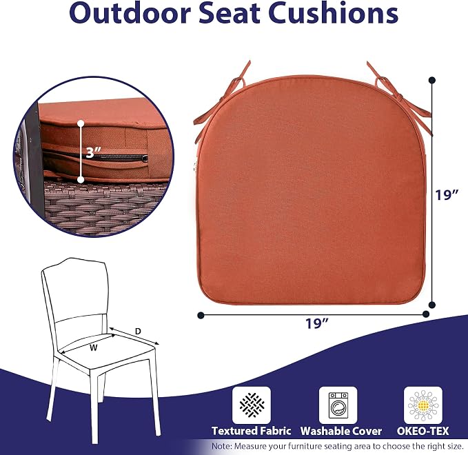 Outdoor Chair Cushions Set of 4 -Waterproof Outdoor Seat Cushions - Image 6