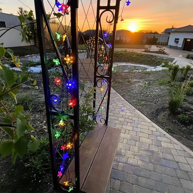 Flower Solar String Lights, 50 LED Outdoor Patio Lights Waterproof, Fairy Lights - Image 5
