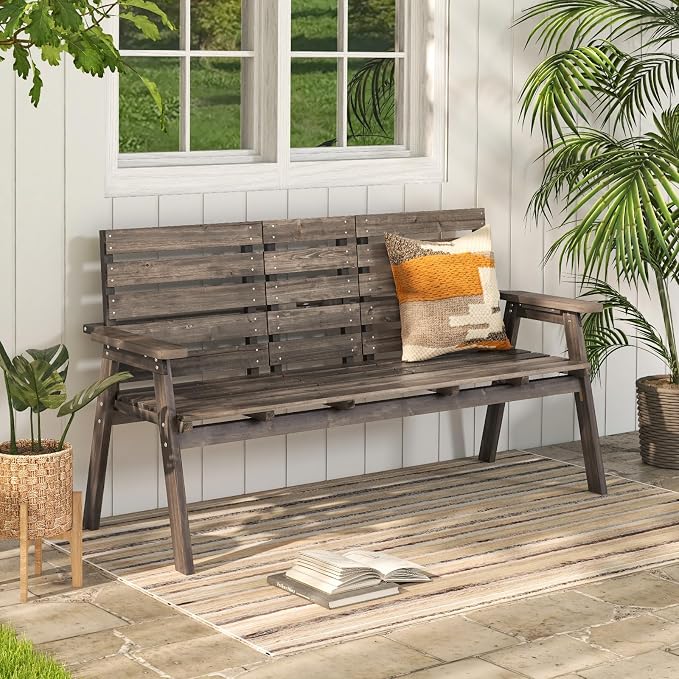 Tangkula Outdoor Fir Wood Bench - Image 4