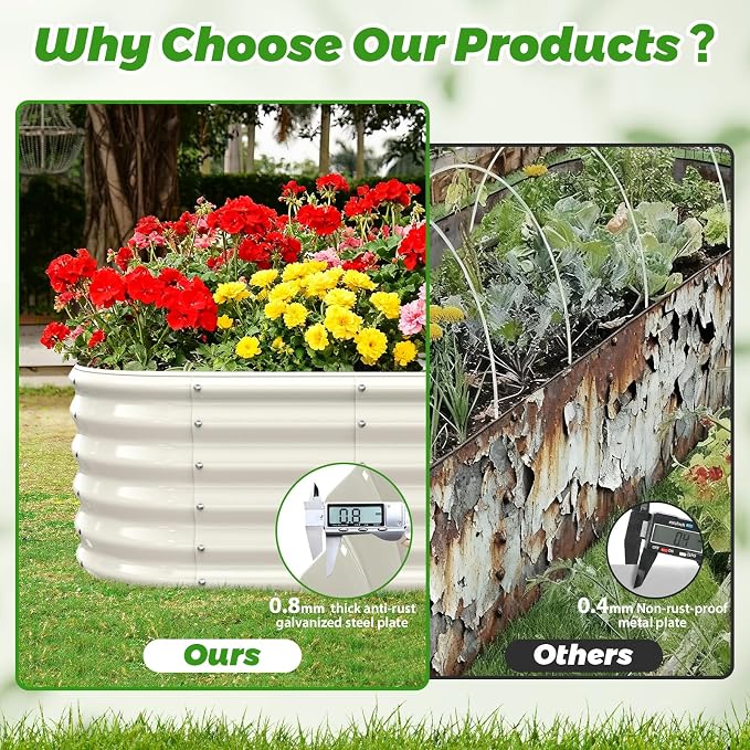 17" Tall Outdoor Garden Raised Garden Bed Kits, 5ft X 2ft Oval, 0.8MM Thick - Image 5