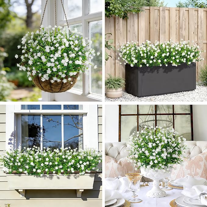 20 Bundles Artificial Flowers for Outdoors Fake Plastic Flowers UV Resistant - Image 6