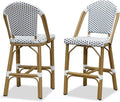 PURPLE LEAF French Counter Height Bar Stools Set of 2 Bamboo Print Finish by PURPLELEAF