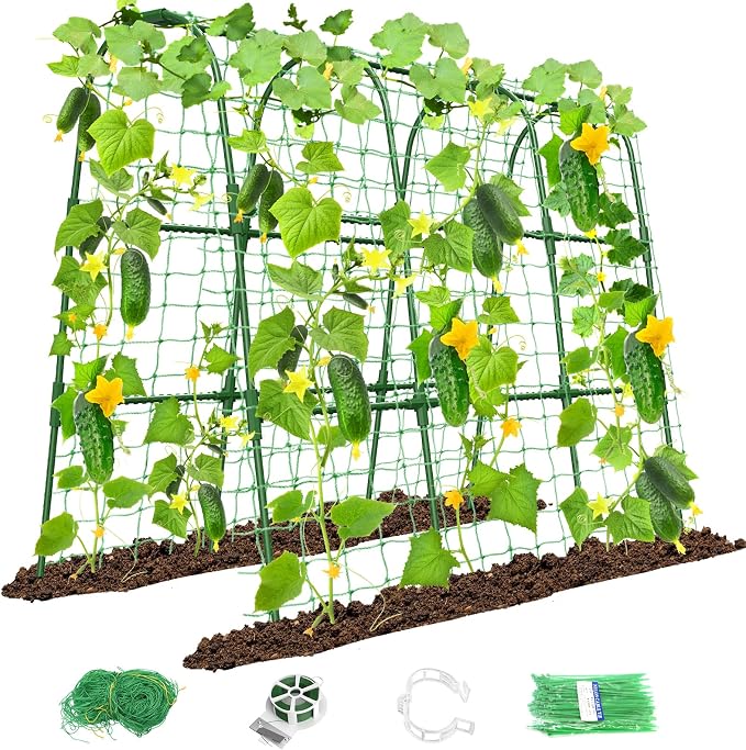 Cucumber Trellis for Raised Bed, U-Shape Garden Trellis for Climbing Plants by MYMULIKEHOME