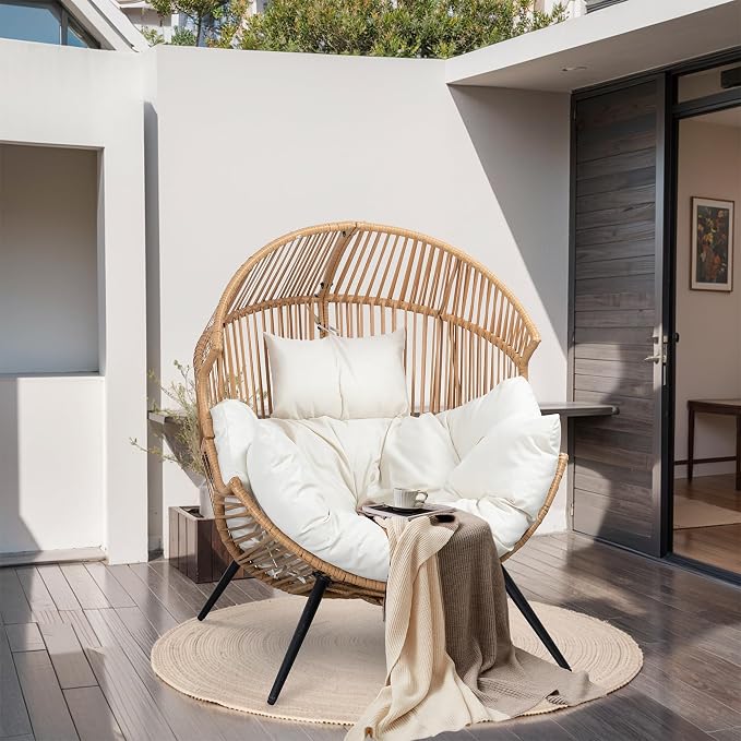 JAMFLY Egg Chair Wicker Outdoor Chairs, Oversized Patio Chair Oversized Lounger - Image 7