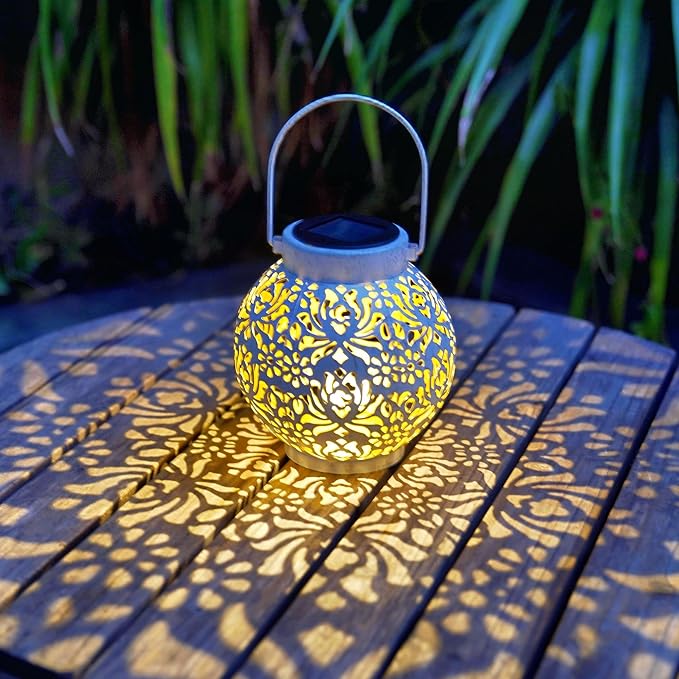2 Pack Outdoor Solar Hanging Lantern Lights Metal LED Decorative Lamp - Image 6
