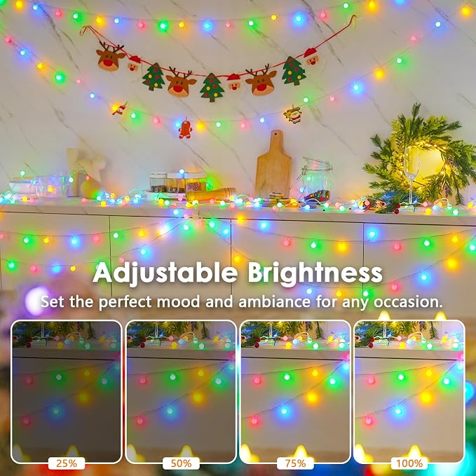 LORRYTE Connectable 100LED Globe String Lights Indoor Outdoor - 43FT Multicolor - Image 6